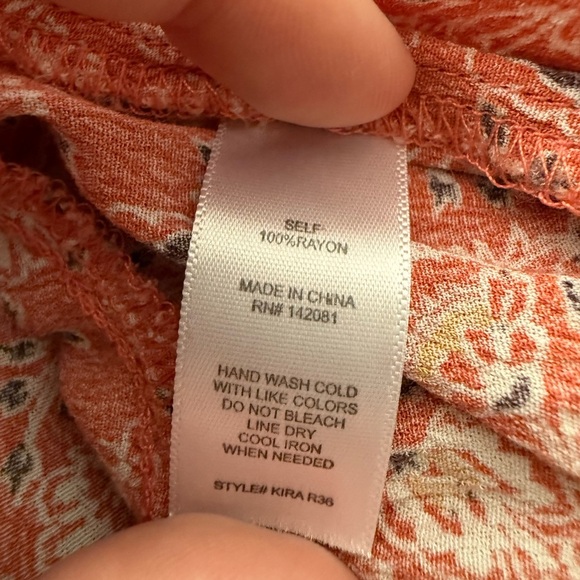 Altar'd State Orange V-Neck Sundress with Bishop Sleeves - Picture 4 of 5